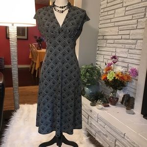 Aqua and espresso. Retro 1940s style midi dress 👗